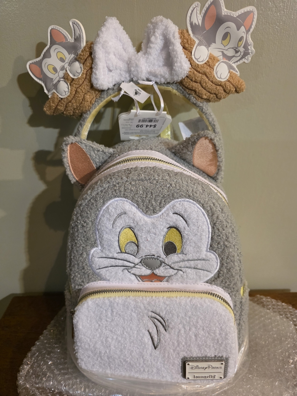 Disney Parks x Loungefly Figaro Fuzzy Sherpa Mini Backpack & Ears